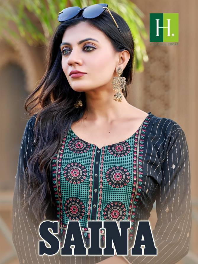 Hirwa Saina Heavy Festive Wear Wholesale Anarkali Kurtis Catalog